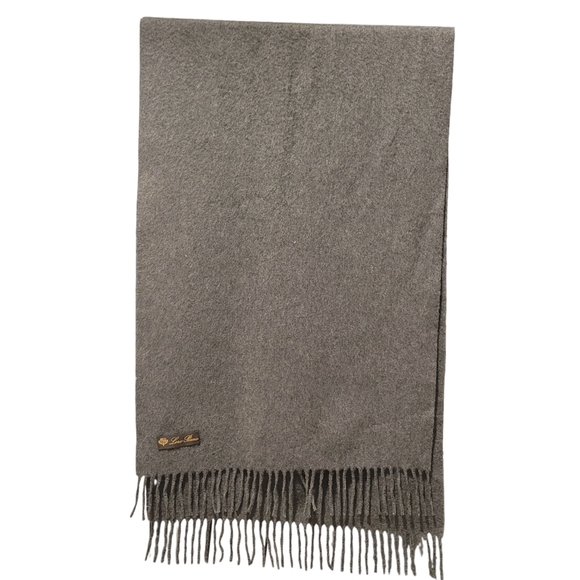 LORO PIANA Gray 100% Cashmere Fringe Scarf 70" X 18" Excellent Condition - Picture 1 of 7